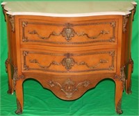 20TH C. FRENCH STYLE MARBLE TOP CHEST W/ FANCY