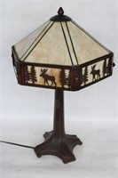 CONTEMPORARY SLAG GLASS LAMP, ADIRONDACK DESIGN