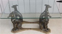 LATE 20TH C. CAST BRONZE DOG FIGURE TABLE W/