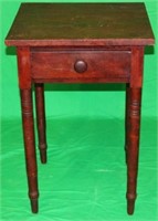EARLY 19TH C. CHERRY 1 DRAWER STAND W/ TURNED