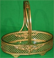 FRENCH STYLE GILT METAL BASKET, OPENWORK DESIGN,