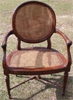 LATE 19TH C. FRENCH STYLE OPEN ARM CHAIR WITH