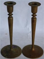 SET OF 2 BRASS CANDLESTICKS MADE BY T.F. MCCANN &