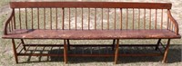 19TH C. PINE & MAPLE COMMUNITY BENCH, SPINDLE