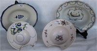 LOT OF 4 19TH C FRENCH FAIENCE BARBER BOWLS,