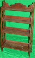 VICTORIAN WALNUT 4 TIER SHELF WITH CARVED OPEN