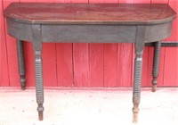 EARLY 19TH C. TURNED LEG DEMI LOON TABLE, OLD
