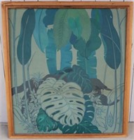 LARGE OIL ON CANVAS, DEPICTING FOLIAGE, UNSIGNED,