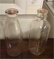 KT- Antique Glass Milk Bottles with Original Seals