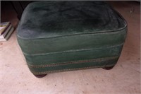 Green leather ottoman