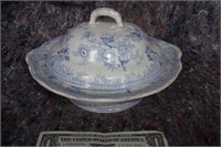 Blue and white  Cheese dish with lid