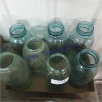 7 blue jars