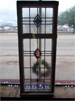 Large Six Color Two Panel Stained Glass WIndow