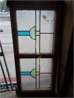 Two Panel Three Color Stained Glass Window