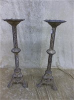 Elaborate Brass Alter Candle Pillars