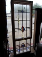 Two Panel Five Color Stained Glass Window