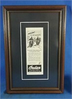 Authentic 1942 Indian motorcycles framed ad