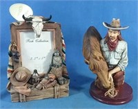 Resin horse figurine and musical picture frame