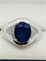 35C- sterling sapphire & cubic zirconia ring $400