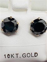 30C- 10k yellow gold black diamond earrings $1,800