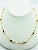 18C- sterling gold plate ruby necklace $550 18"
