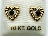 1C- 10k yellow gold sapphire earrings $100