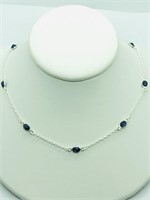 4C- sterling silver sapphire 10.0ct necklace $600