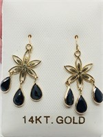 7C- 14k yellow gold sapphire earrings $2,100