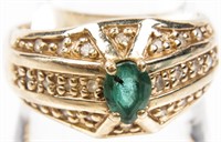 Jewelry 14kt Yellow Gold Emerald & Diamond Ring