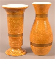 2-Vintage Hull Art-Pottery Ribbed Vases. 102 and