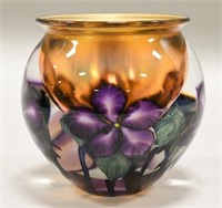 David Lotton Gold Irridescent Clematis Glass Vase