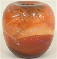Charlotte Roth Blood Orange Swirl Art Glass Vase