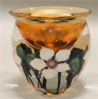 David Lotton Gold Irridescent Clematis Glass Vase