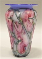 John Lotton Iridescent Floral Art Glass Vase