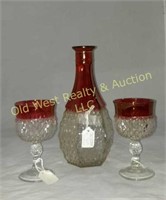 English wine decanter with glasses