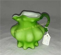 Green cased glass pitcher