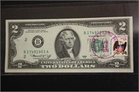 1976 $2 Dollar Bill Stamped First Day Issue