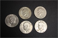 5 Ike Dollars (two 1971, two 1974, 1978-d)