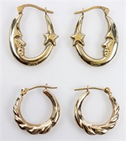 Jewelry Lot of Two 14kt Yellow Gold Hoop Earrings