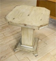 Primitive Painted Pedestal Table.