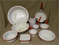 Red and White Enamelware Selection