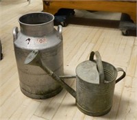 Galvanized Milk Can and Watering Can.