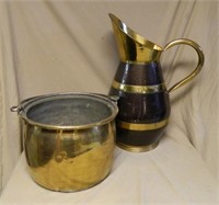 Brass Jug and Kindling Pot.