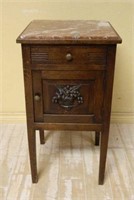 Arts and Crafts Marble Top Side Cabinet.