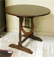 Walnut Lyre Base Tilt Top Table.