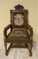 Neo Renaissance Floral Needlepoint Parlor Chair.