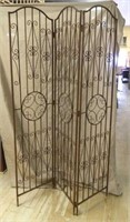 Iron Scrolled Three Panel Folding Screen.