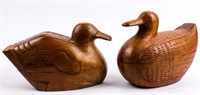 Vintage Hand Carved Wood Duck w/ Compartment