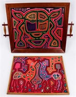 Art Folk Art Hand Sewn Textile Display 2 Pieces