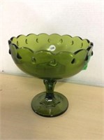Green Pressed Glass Compote